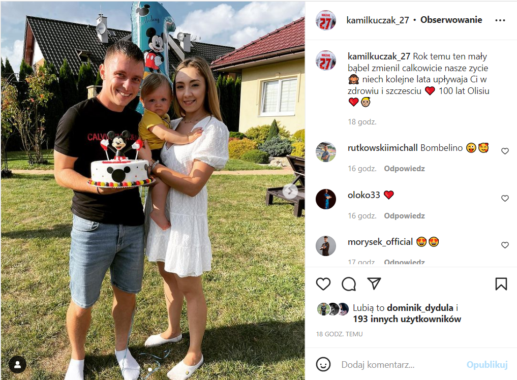 Kamil Kuczak z żoną i synem. Fot. Instagram Kamila Kuczaka